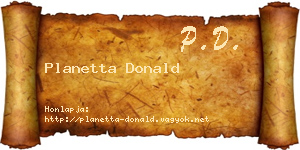 Planetta Donald névjegykártya